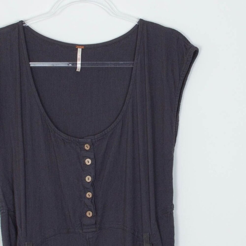 Free People Womens Jet Set Life Jumpsuit Size XS Linen Blend Gray Lagenlook - Picture 5 of 11